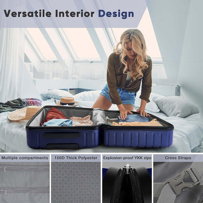 SHOWKOO Großer Hartschalenkoffer aus Polycarbonat 75cm mit TSA-Schloss & 4 Rollen - Dunkelblau XL