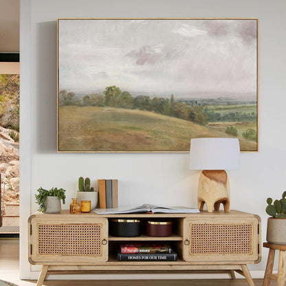 Vintage Leinwandbild mit Holzrahmen, 50x75 cm Himmel & Wiesen