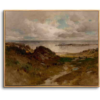 Vintage Meereslandschaft Leinwandbild mit Holzrahmen 40x60 cm