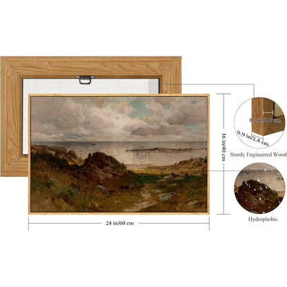 Vintage Meereslandschaft Leinwandbild mit Holzrahmen 40x60 cm