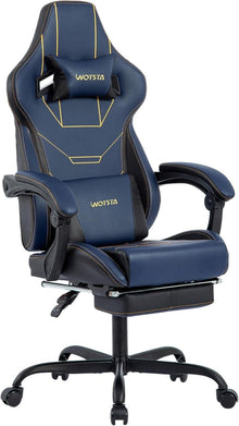 Ergonomischer Gaming Stuhl mit Fußstütze und Lendenwirbelstütze