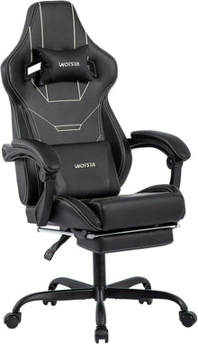 Ergonomischer Gaming Stuhl mit Fußstütze und Lendenwirbelstütze