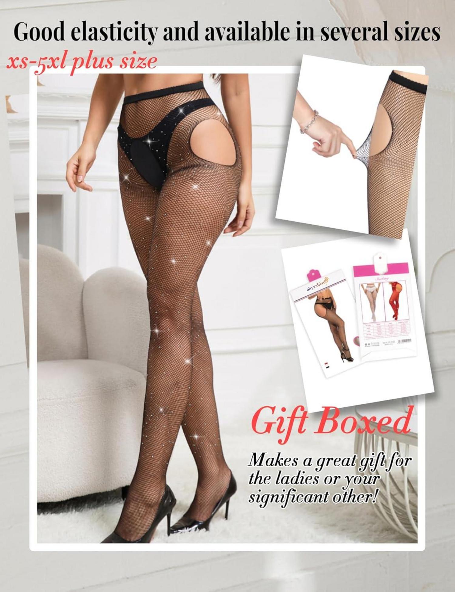Sexy Glitzer Strumpfhose Ouvert Damen Große Größen