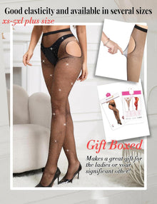 Sexy Glitzer Strumpfhose Ouvert Damen Große Größen