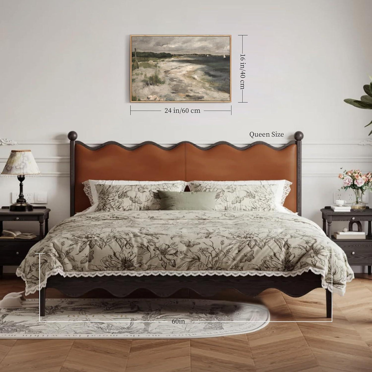 Vintage Leinwandbild Küstenlandschaft mit Holzrahmen 40x60 cm