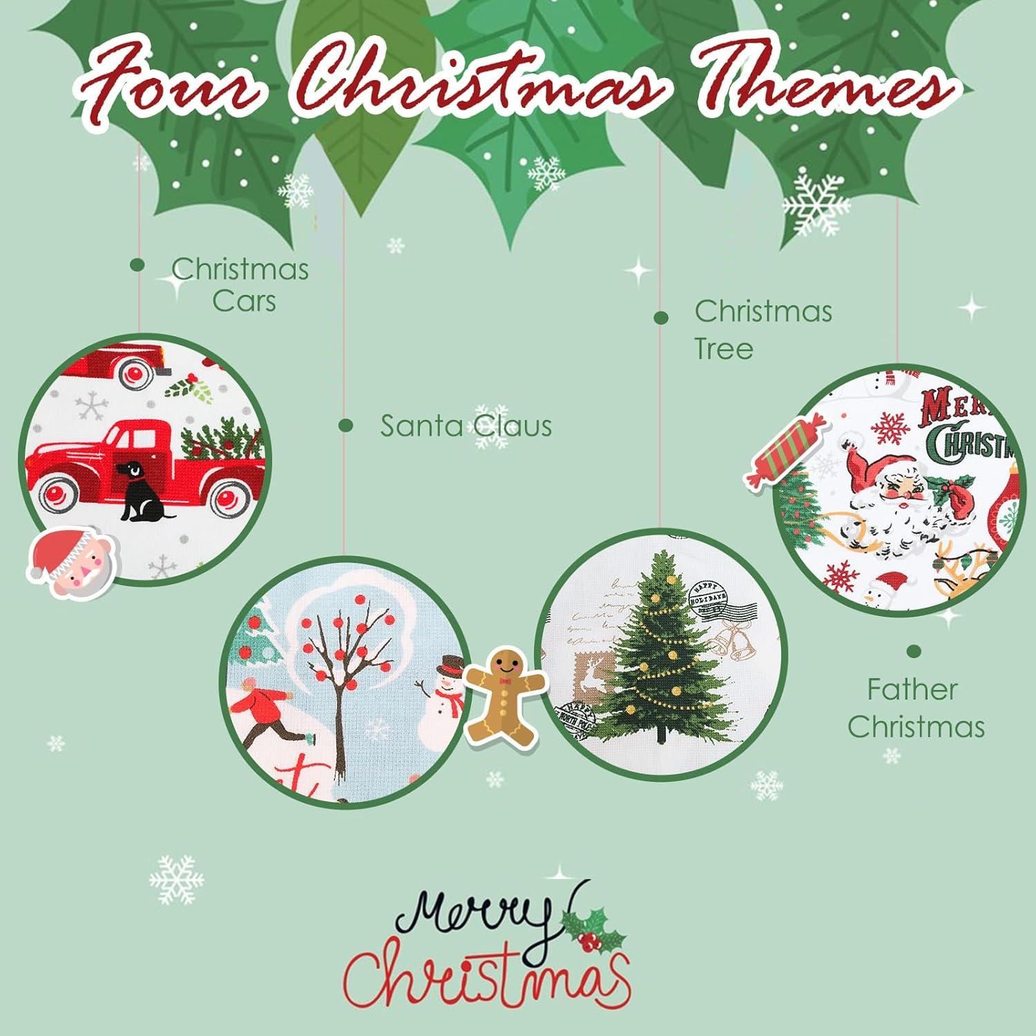 Weihnachten Geschirrtücher 100% Baumwolle 4er Set 40x70cm