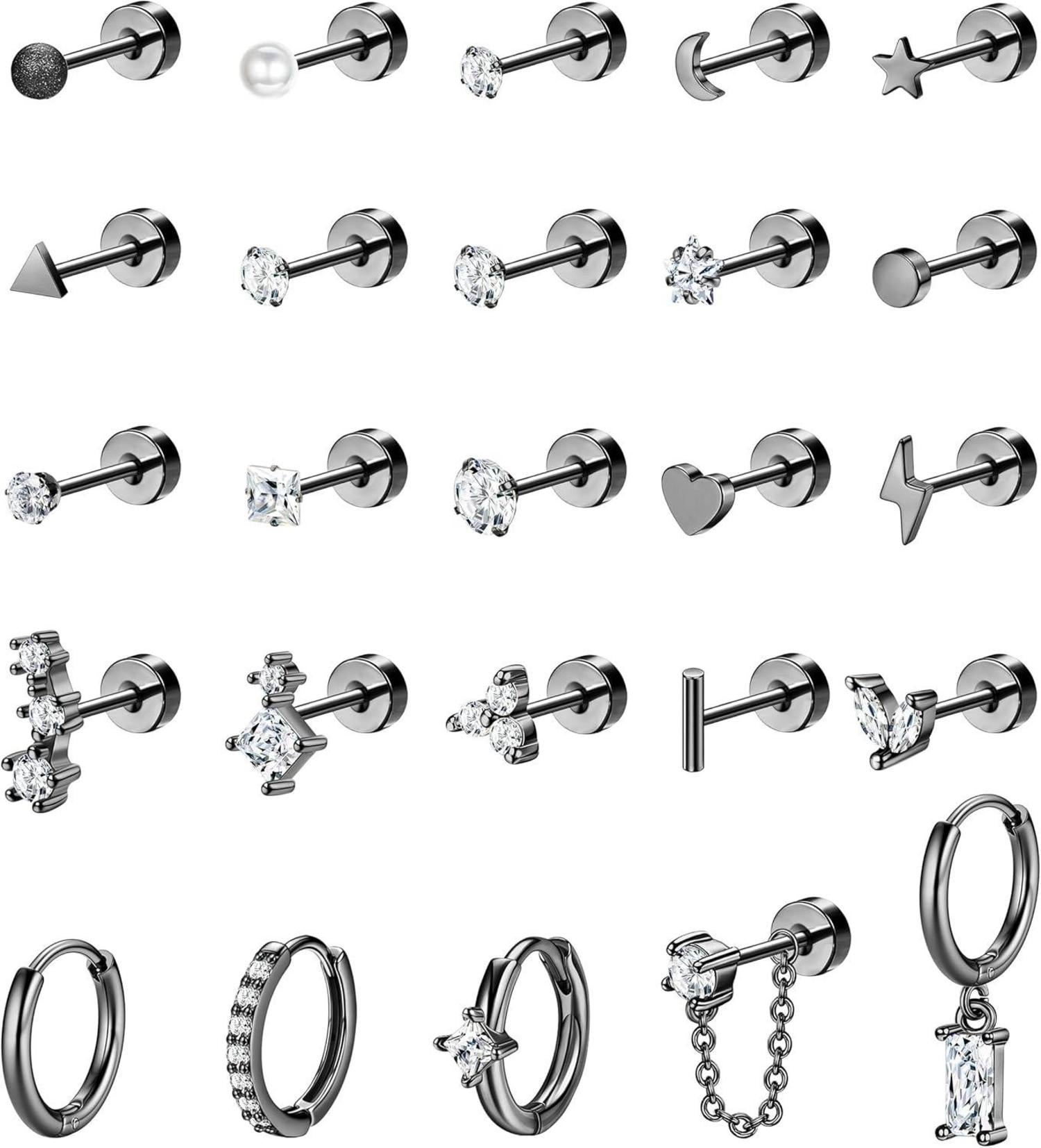 Hypoallergen Helix Piercing Ohrstecker Set Chirurgenstahl Zirkonia