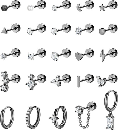 Hypoallergen Helix Piercing Ohrstecker Set Chirurgenstahl Zirkonia