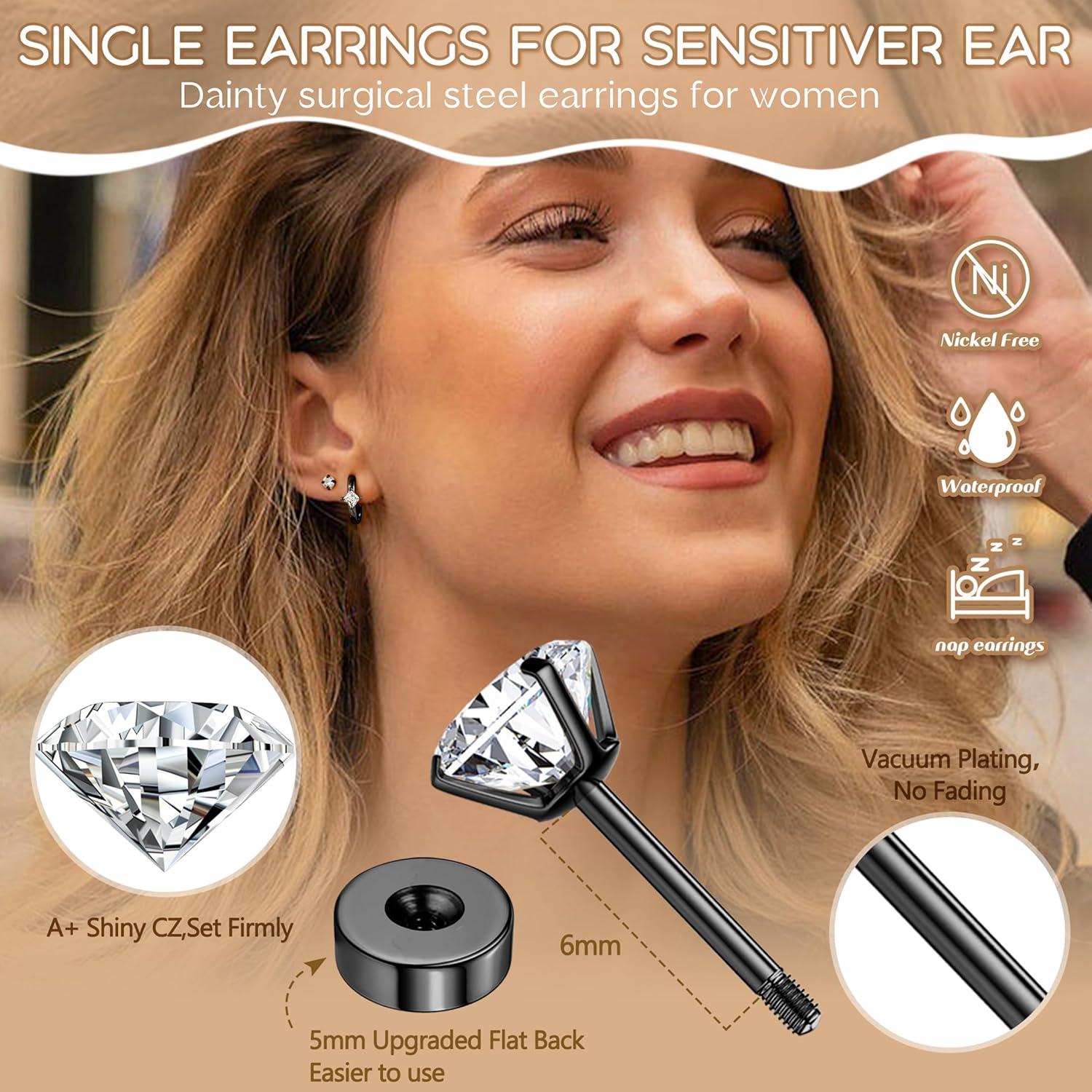 JeweBella Hypoallergen Helix Piercing Ohr Chirurgenstahl Ohrringe Set
