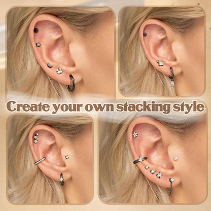 25Stück Hypoallergen Helix Piercing Ohr Chirurgenstahl Ohrringe