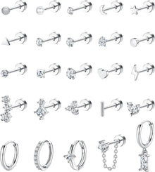 25-teiliges Hypoallergenes Chirurgenstahl Ohrringe Set Zirkonia