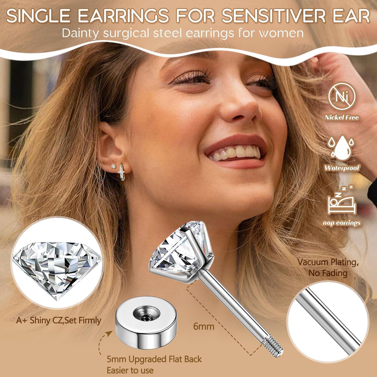 Hypoallergen Helix Piercing Ohrstecker Set Chirurgenstahl Ohrringe Gold/Silber