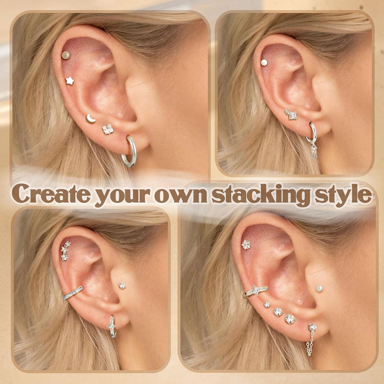 25 Stück Hypoallergen Helix Piercing Ohr Chirurgenstahl Ohrringe Set