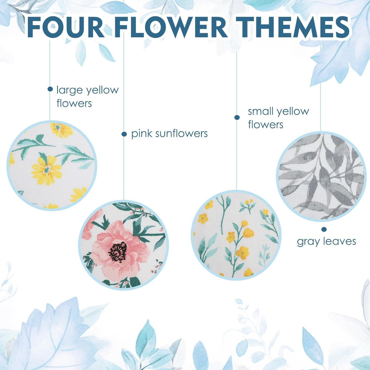 Set aus 4 Herbstblumen Geschirrtüchern 100% Baumwolle 40x70cm