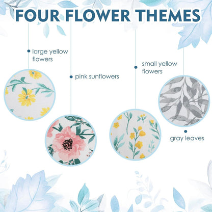 Set aus 4 Herbstblumen Geschirrtüchern 100% Baumwolle 40x70cm