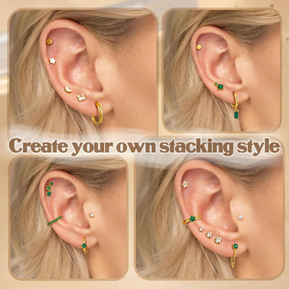 25Stück Hypoallergen Helix Piercing Ohr Chirurgenstahl Ohrringe Set