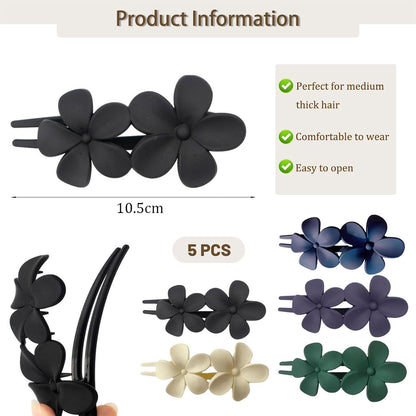 5 Stück Rutschfeste Haarspangen Blume Groß für Dickes Haar