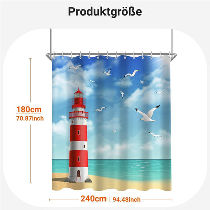 Duschvorhang Leuchtturm 240x180cm Wasserabweisend & Antischimmel