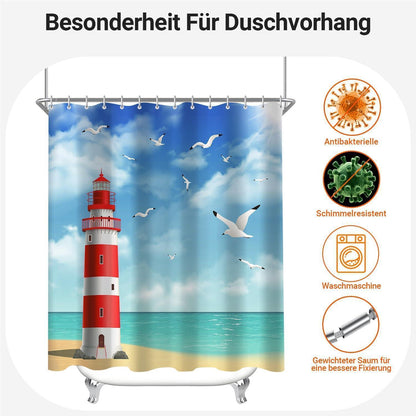 Duschvorhang Leuchtturm 240x180cm Wasserabweisend & Antischimmel