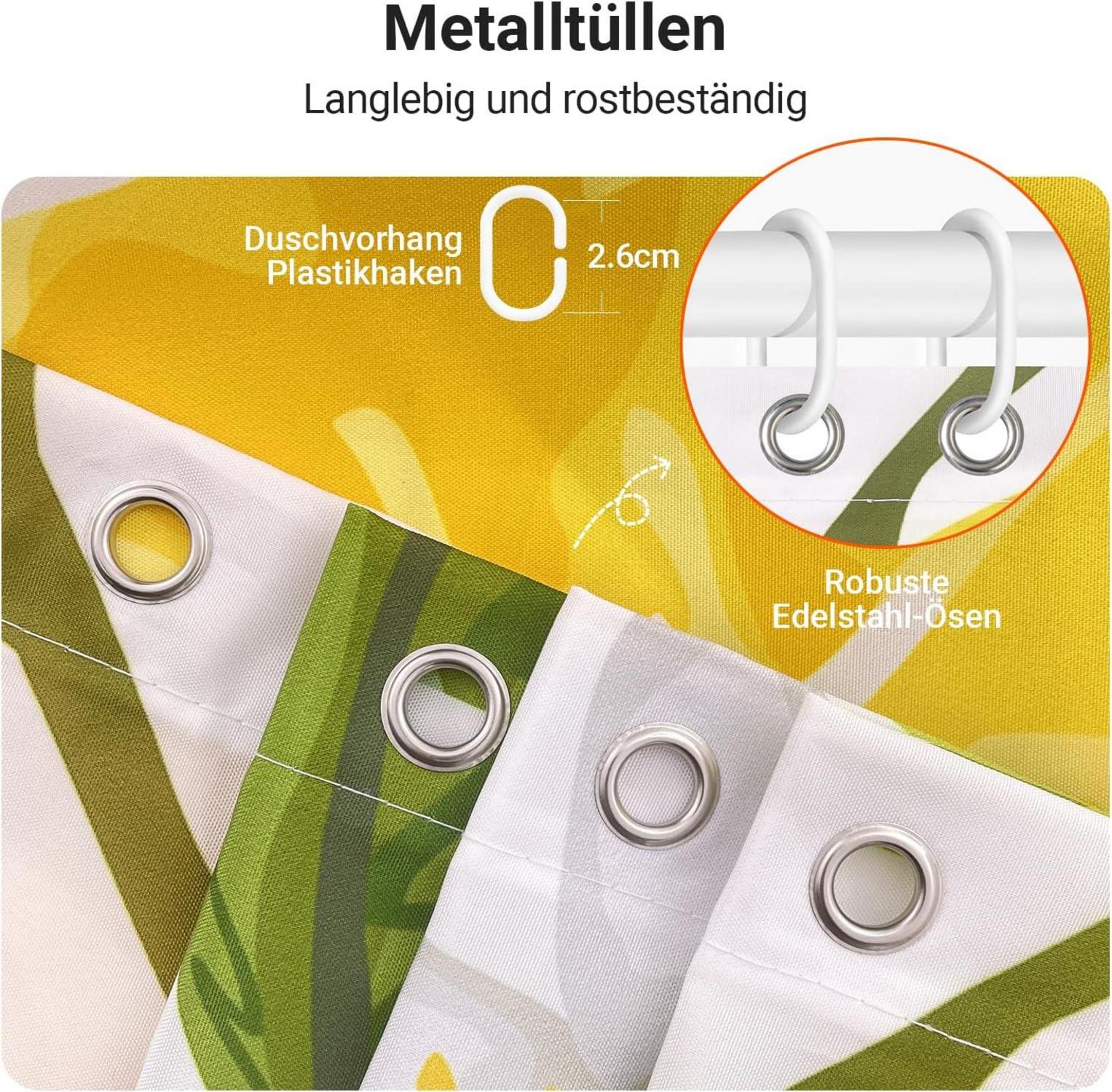 Duschvorhang Zitrone Blatt 100x200cm wasserabweisend antischimmel Badezimmer