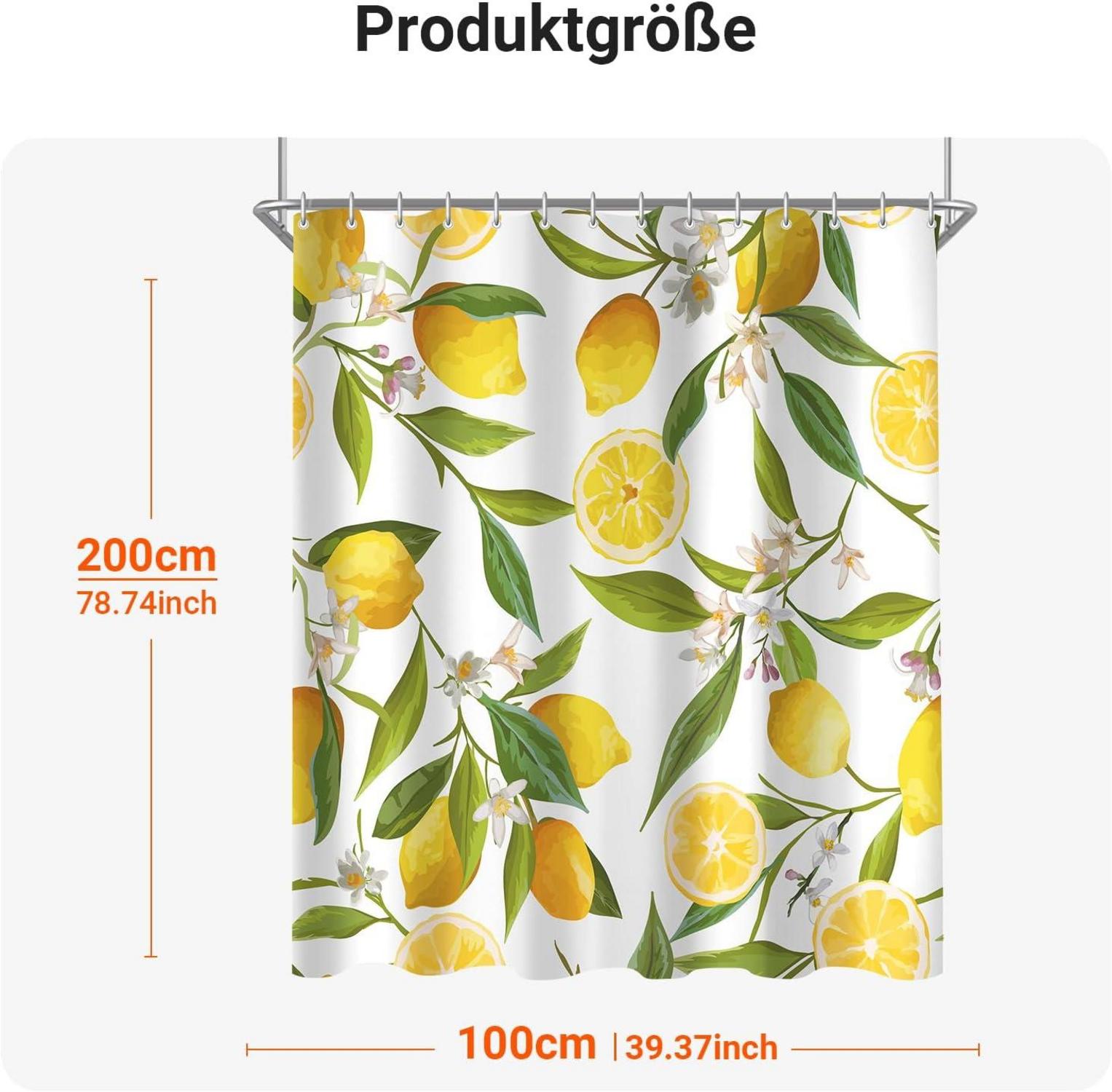 Duschvorhang Zitrone Blatt 100x200cm Antischimmel Wasserabweisend 6