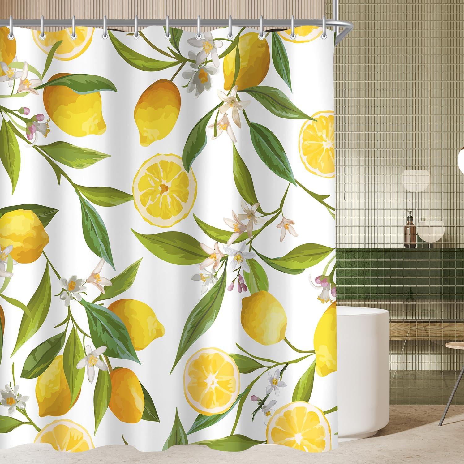 Duschvorhang Zitrone Blatt 100x200cm wasserabweisend antischimmel Badezimmer