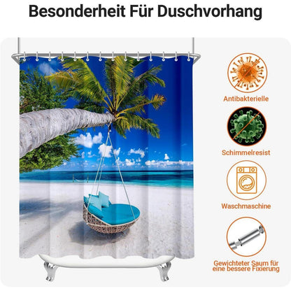 Strand Duschvorhang 120x200cm wasserabweisend mit Ösen