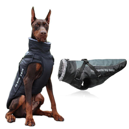 Wasserdichte Hundejacke Winter XL-6XL Schwarz 5XL mit Geschirr
