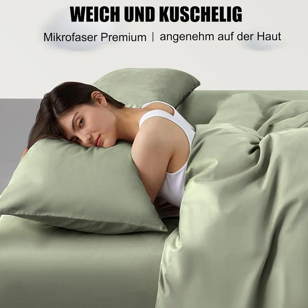 Seitenschläferkissen Bezug 2er Set 40x145cm Salbeigrün Mikrofaser