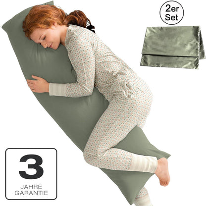 Seitenschläferkissen Bezug 2er Set 40x145cm Salbeigrün Mikrofaser