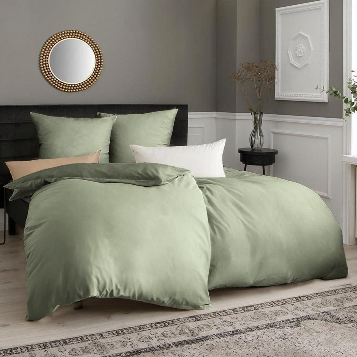 Seitenschläferkissen Bezug 2er Set 40x145cm Salbeigrün Mikrofaser