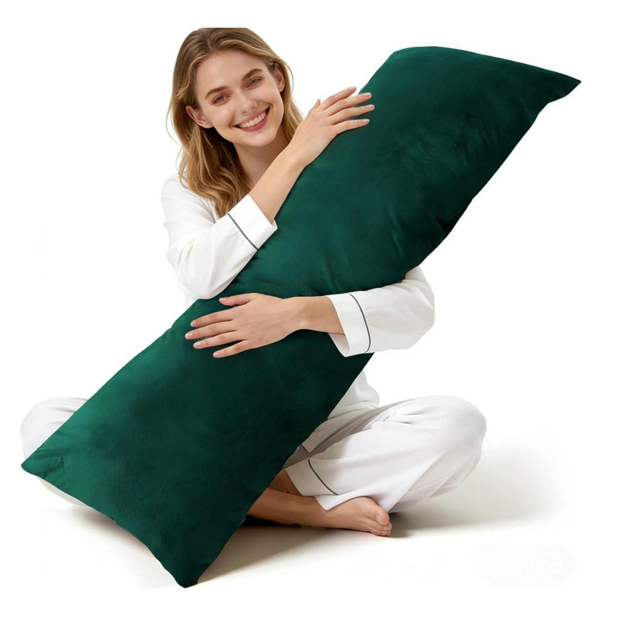 Seitenschläferkissenbezug 40x145 cm - Dunkelgrün Samt 2er Set