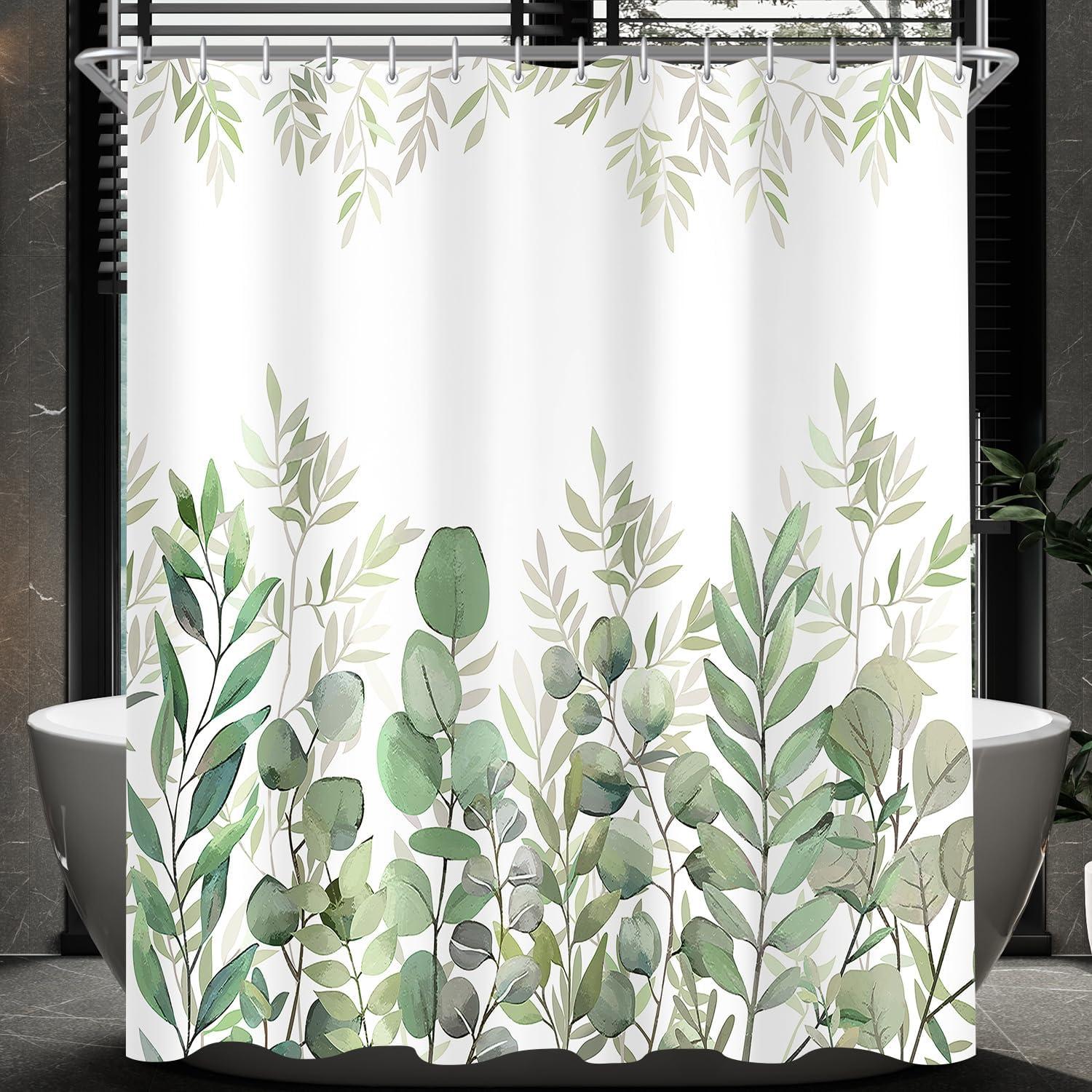 Duschvorhang Blätter Muster Wasserdicht 240x180cm Anti-Schimmel