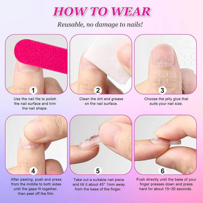 24 Press On Nails Rosa Farbverlauf – Mittellange, Eckige Falsch Nägel