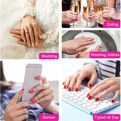 24 Press On Nails Rosa Farbverlauf – Mittellange, Eckige Falsch Nägel