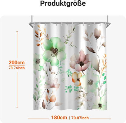Duschvorhang 180x200cm Blumen Zeichnen Antischimmel Textil