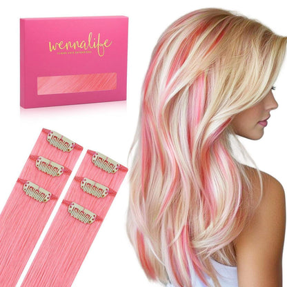 Pfirsich Rosa Clip-In Haarverlängerung Echthaar 50cm 30g