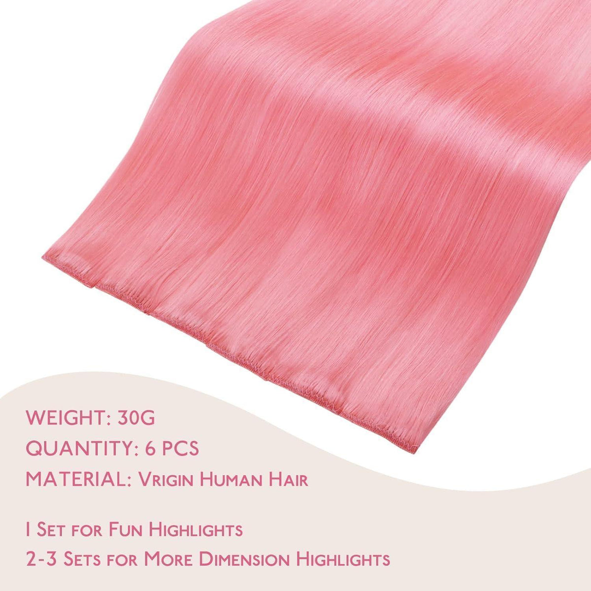 Pfirsich Rosa Clip-In Haarverlängerung Echthaar 50cm 30g