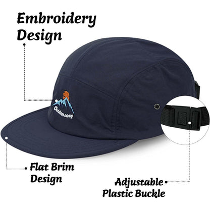 Schnelltrocknende 5-Panel Cap – Blaue Flat Brim Baseball Kappe