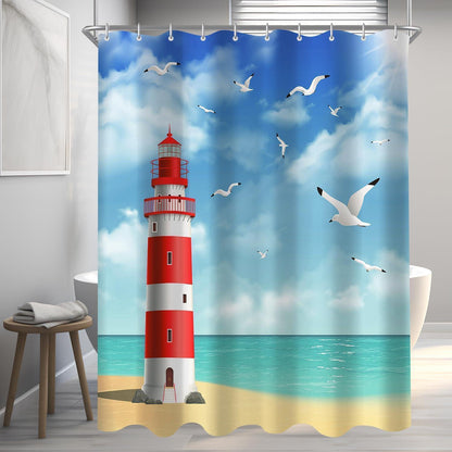 Duschvorhang Leuchtturm 180x200cm Wasserabweisend & Schimmelresistent