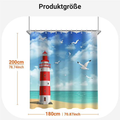 Duschvorhang Leuchtturm 180x200cm Wasserabweisend & Schimmelresistent