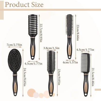 5 Stück Massage Haarbürste Set Anti-Statik Hair Brush