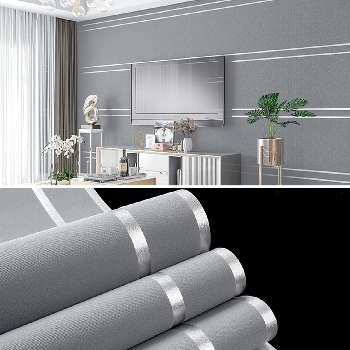 3D Streifenmuster Vliestapete 0,53m x 9.5m Wasserdicht Moderne