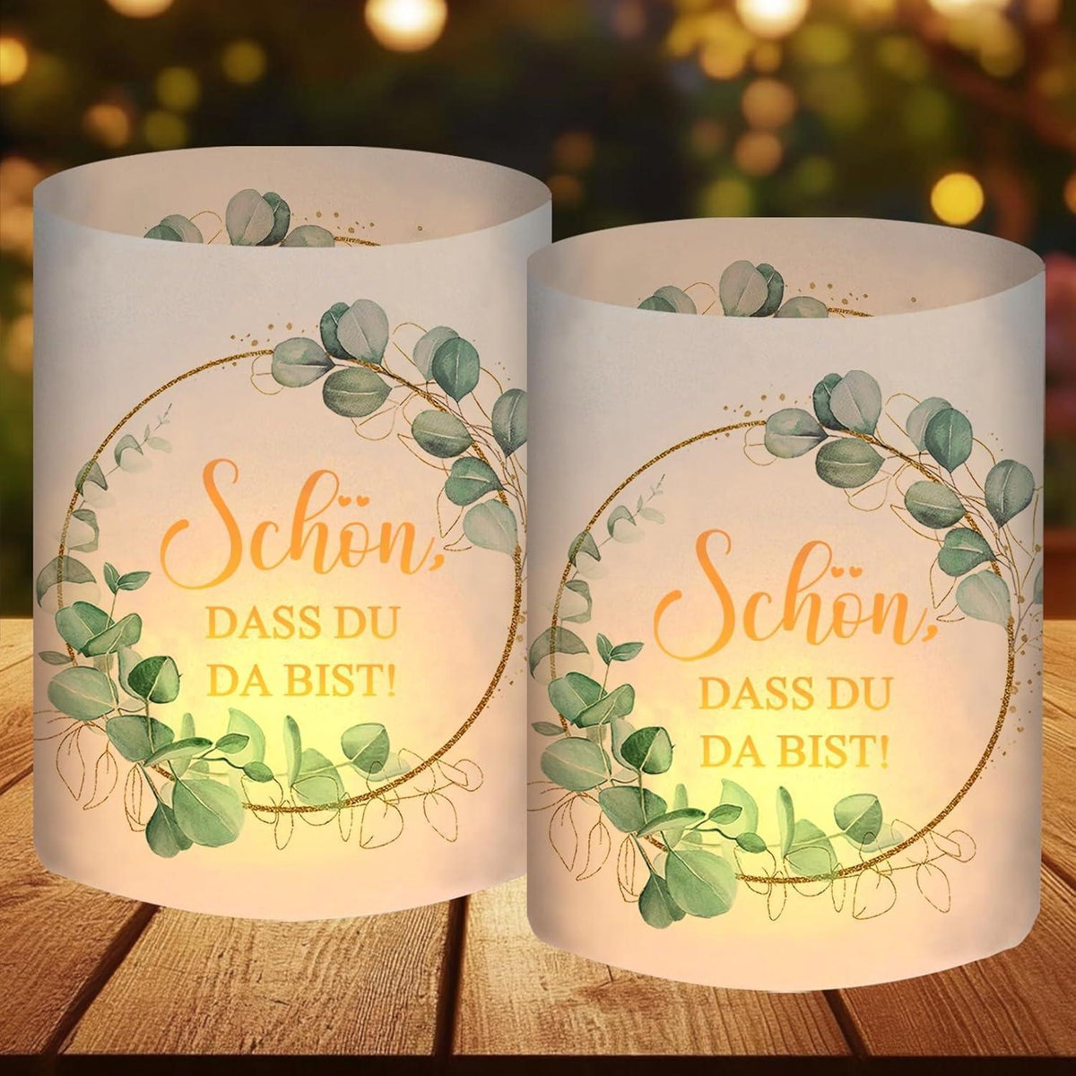 12 Windlichter Eukalyptus Grün Tischdeko Geburtstag Hochzeit Taufe