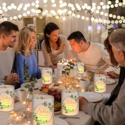 12 Windlichter Eukalyptus Grün Tischdeko Geburtstag Hochzeit Taufe