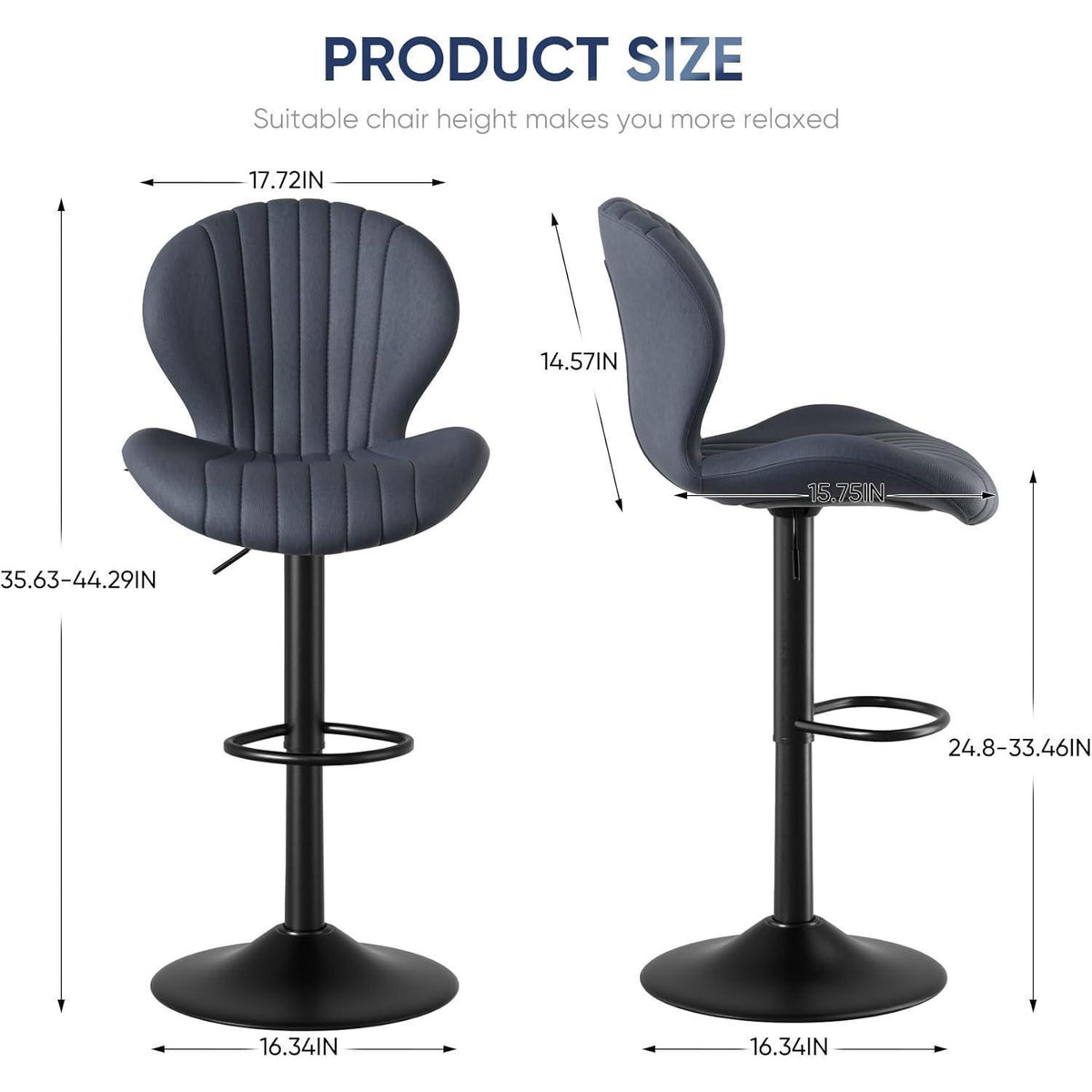 Verstellbarer Barhocker 4er Set mit Fußstütze & 360° Drehung