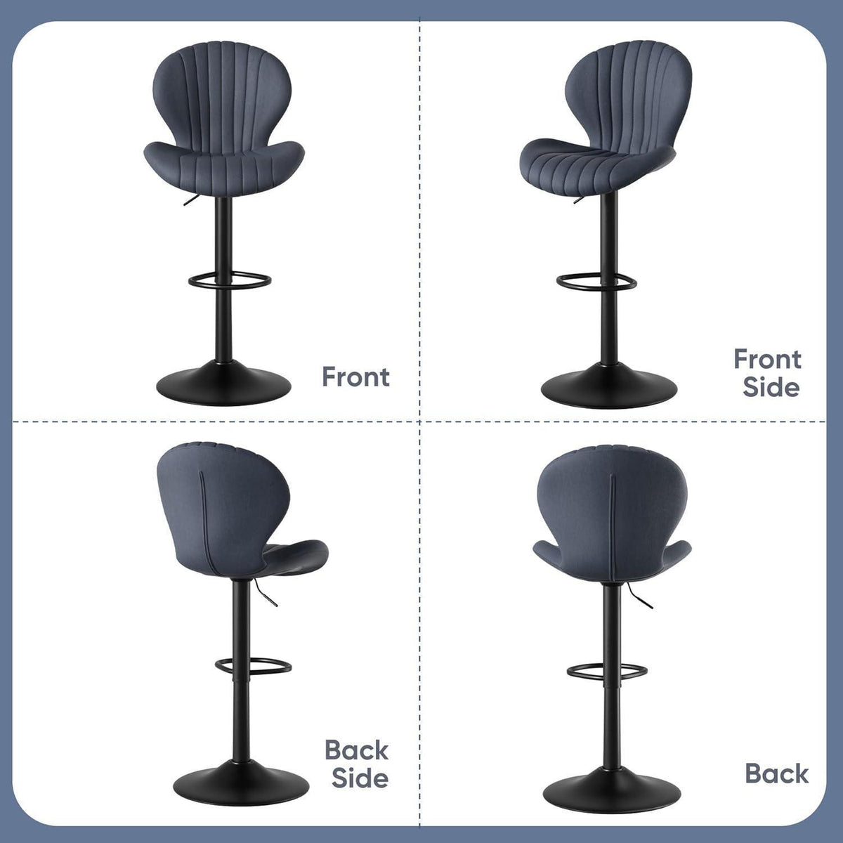 Verstellbarer Barhocker 4er Set mit Fußstütze & 360° Drehung