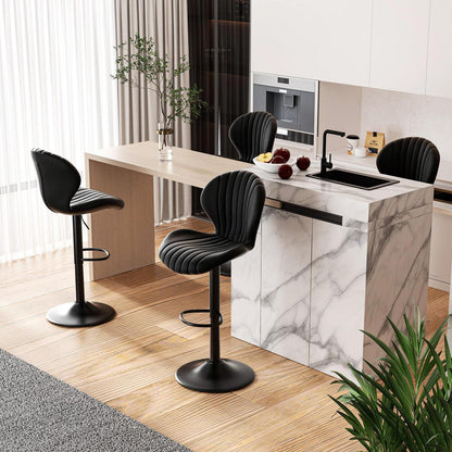 Verstellbarer Barhocker 4er Set mit Fußstütze & 360° Drehung