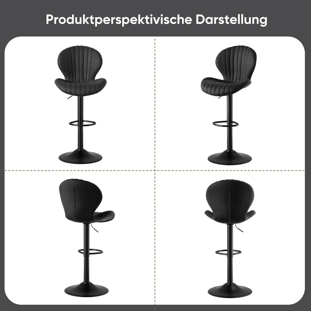 Verstellbarer Barhocker 4er Set mit Fußstütze & 360° Drehung