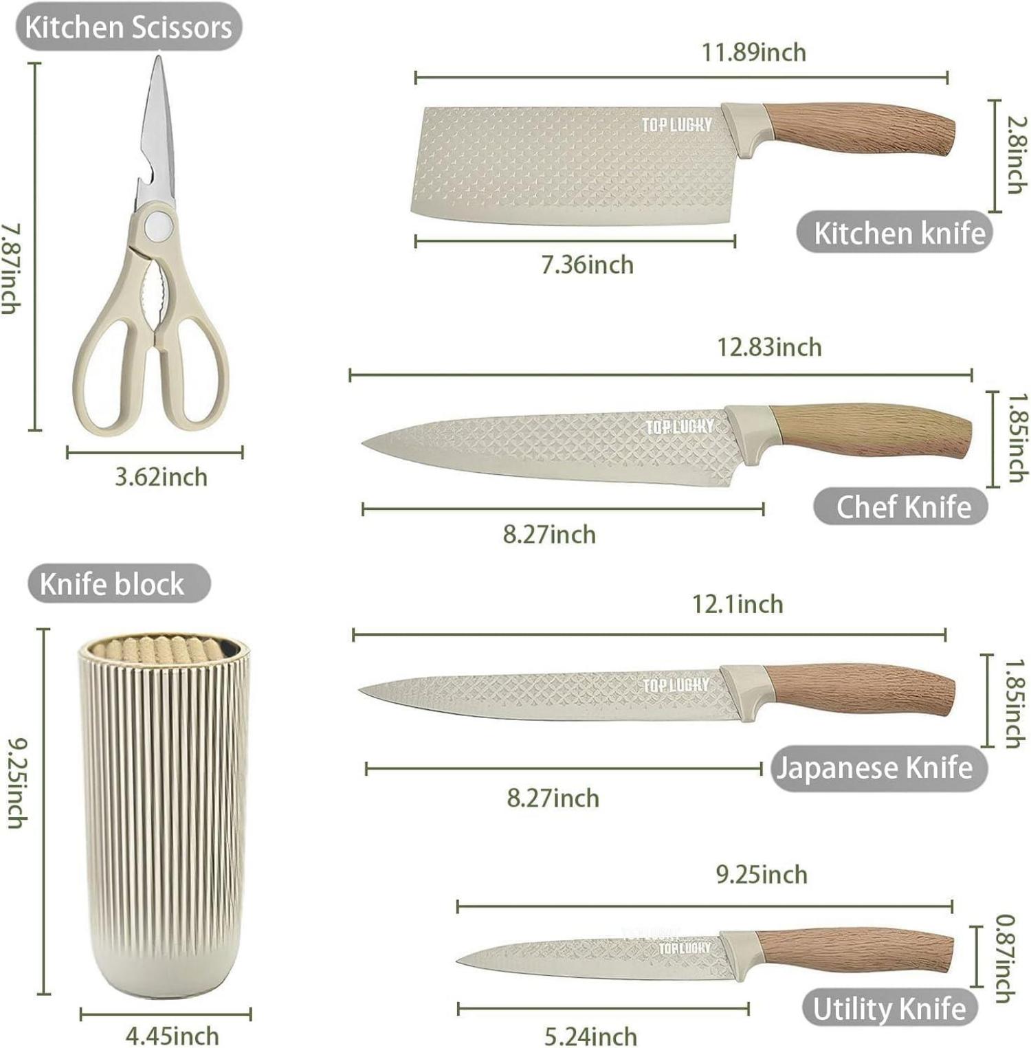 6-teiliges scharfes Küchenmesser-Set, rutschfester Block